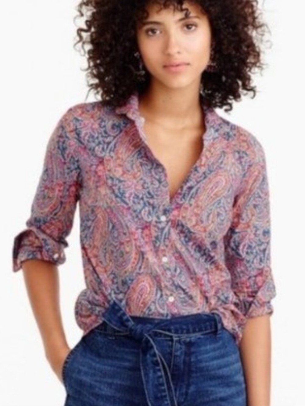 J. Crew Liberty Paisley Art Fabrics Perfect shirt Size 2 Cotton